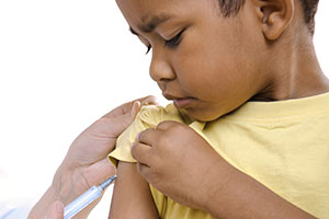 Boy getting vaccine