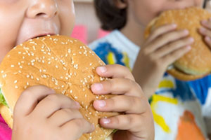 Children eating fast food